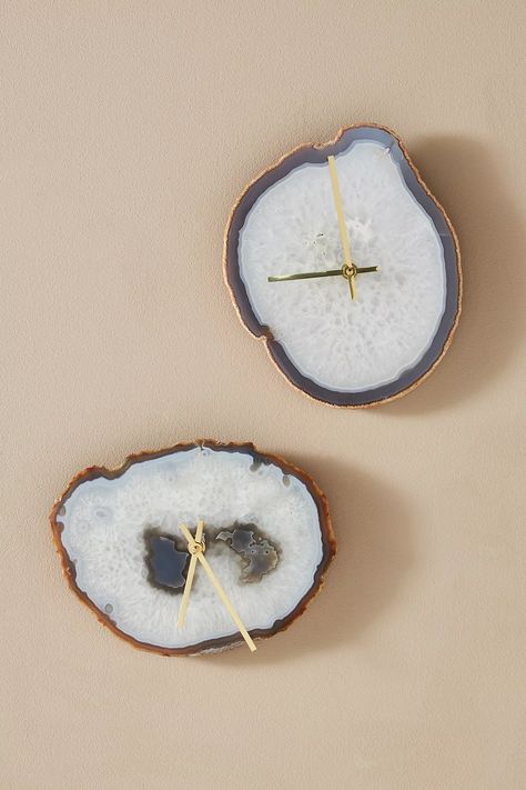 Agate Wall Clock | Anthropologie Geode Clock, Gemstone Decor, Agate Decor, Crystal Cave, Rock Ideas, Crystal Crafts, Bhldn Weddings, Agate Stone, Housewarming Gift