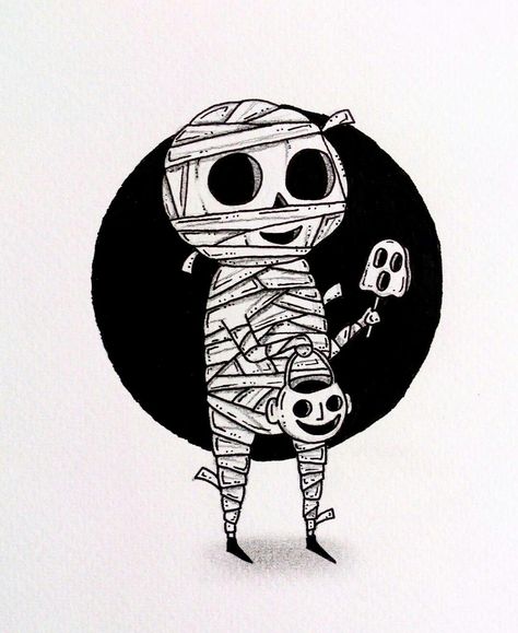 Mummy  Art by: Behemot Doodles Mummy Drawing, Mummy Illustration, Mummy Character, Mummy Art, Blackwork Tattoo Design, Dark Art Drawings, Halloween Painting, Halloween Drawings, Spooky Scary