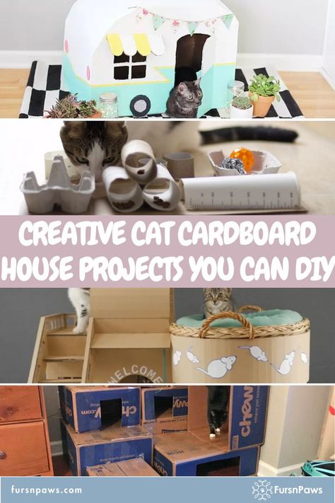 cat house diy cardboard Cat House Cardboard Box Diy, Cat Box Fort, Cute Cat Crafts Diy, Cardboard Box For Cats Diy Projects, Cardboard Box Houses For Cats, Cardboard Box Cat House Diy Ideas, Diy Cat House Indoor Cardboard, Makedo Cardboard Projects, Diy Cat House Cardboard