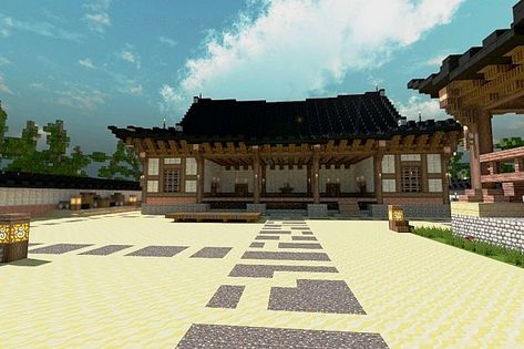 korea tradition house Minecraft Project Korean Minecraft House, Minecraft Korean Builds, Minecraft Village House, Minecraft Villager House, Tradition House, Minecraft Halloween Ideas, House Ideas Minecraft, Villager House, Minecraft Halloween