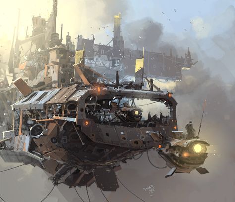 Ian Mcque, Steampunk Airship, Sci Fi Environment, Science Fiction Art, Matte Painting, Environment Design, 판타지 아트, Dieselpunk, Sci Fi Fantasy