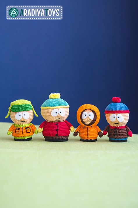 South park collection amigurumi pattern by AradiyaToys Amigurumi Cartoons, Craps, Animal Dolls, Knitted Toys, Crochet Patterns Amigurumi, Crochet Dolls, Amigurumi Doll, Stuffed Toys Patterns, Crochet Animals