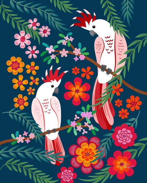 Cockatoo Birds / Tropical Print / Poster Art / Illustration / Home Decor / Wall Art / Lisa Monias Height 20 x Width 16. UNFRAMED Details High-quality inkjet print of an original art painting. Vibrant colors, printed with rich, vibrant inks. All artwork is printed on a professional large format printer. Indoor Bright White Satin Paper. Colors may vary due to monitor settings. Print of an original painting by Lisa Monias. The frame is not included. Colors may vary due to monitor settings. Print of an original painting by Lisa Monias. The frame is not included. All rights reserved. No part of this art may be reproduced, distributed, or transmitted in any form or by any means, including scanning, copying, or other digital, electronic or mechanical methods, without the prior written permission Tropical Illustration Art, Poster Art Illustration, Birds Tropical, Tropical Art Print, Tropical Illustration, Art Tropical, Original Art Painting, Tropical Art, Art Et Illustration