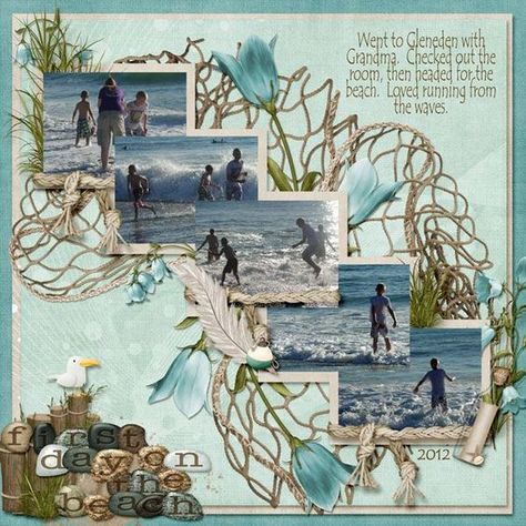 Beach Scrapbook Layouts | ... scrapbook Layout of the Day is First Day on the…: Beach Scrapbook, Bridal Shower Scrapbook, Beach Scrapbook Layouts, Wedding Scrapbooking Layouts, Cruise Scrapbook, Travel Scrapbook Pages, Picture Layouts, Vacation Scrapbook, Summer Scrapbook