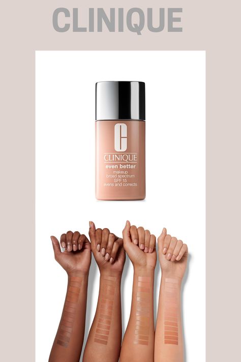 Clinique Even Better Makeup Broad Spectrum SPF 15. #affiliatelink Better Makeup, Clinique Even Better, Medium Coverage Foundation, Spf 15, Even Skin Tone, Dark Spots, Skin Tone, Best Makeup Products, Skin Tones