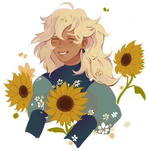 trying out csp.. first painting of 2018!pic.twitter.com/DCl02mhWwr Sunshine Character Design, Flower Oc, Sunflower Ideas, Female Ocs, Animated Art, Y2k Art, Person Drawing, Quirky Illustration, Character Profile