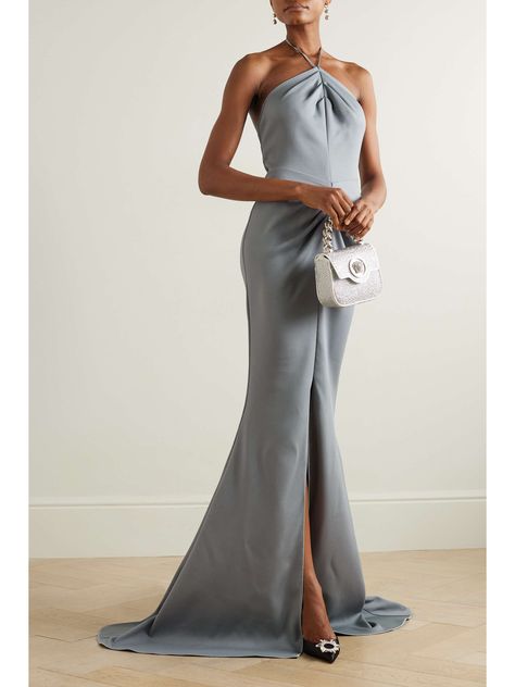 MATICEVSKI Smokescreen gathered stretch-crepe halterneck gown Maticevski Dress, Stretch Crepe, Statement Necklaces, Women Wedding Guest Dresses, Net A Porter, Wedding Guest Dress, Homecoming Dresses, Denim Dress, Graduation Dress