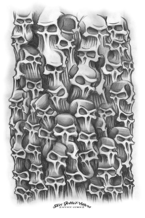 Shading For Tattoos Sleeve, Skull Filler Tattoo Ideas, Backgrounds For Tattoos, Skull Filler Tattoo, Shading Filler Tattoo, Tattoo Background Shading, Pile Of Skulls Tattoo, Filler Tattoo Ideas Backgrounds, Tattoo Filler Ideas Men Backgrounds