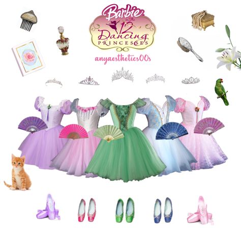 Barbie 12 Dancing Princesses Outfits, Barbie 12 Dancing Princesses Costume, Barbie 12 Dancing Princesses, Princess Inspired Outfits, Barbie Halloween Costume, Matching Halloween Costumes, Barbie Drawing, Bff Halloween Costumes, 12 Dancing Princesses