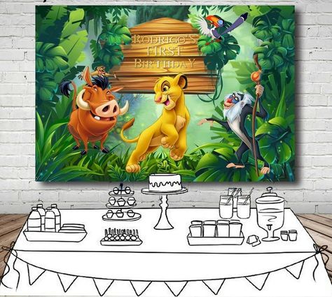 $17.22 • Buy Lion King Baby Shower Personalised Birthday Party Banner Backdrop Lion King Backdrop, Photo Backdrop Birthday, Shower Background, Forest Cartoon, Safari Photography, Lion King Party, Baby Shower Background, Lion King Baby Shower, Jungle Mural