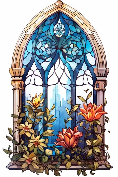 Image Free Download | christmas, stained glass, watercolor, big windows, belen, baroque, clipart, isolated white background Stained Glass Illustration Design, Gothic Stained Glass Art, Stained Glass Illustration, Stained Glass Watercolor, Terrarium Design, Glass Watercolor, Christmas Stained Glass, Stained Glass Tattoo, Painting On Glass Windows