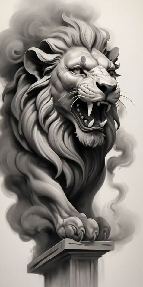 LION STATUE ROMAN TATTOO DESIGN#AiSketchArt #AiSketch #AiArt #Ai Lion Statue Tattoo Design, Lion Line Tattoo, Roman Tattoo Design, Leon Tattoo, Roman Tattoo, Lion Art Tattoo, Dragon Tattoo Ideas, Lion Sketch, Minimalist Tattoo Ideas