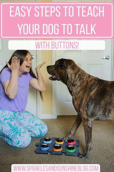 Dog Talking, Canine Enrichment, Dog Buttons, Dog Communication, Brain Games For Dogs, Hyper Dog, Bored Dog, Talking Dog, Communication Board