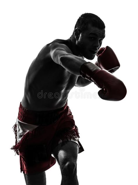 One Man Exercising Thai Boxing Silhouette Stock Image - Image of caucasian, martial: 31365959 Boxer Aesthetic, Mighty Mike, Training Logo, Kickboxing Classes, Modern Offices, Men Exercises, Online Personal Trainer, Male Pose Reference, Thai Boxing