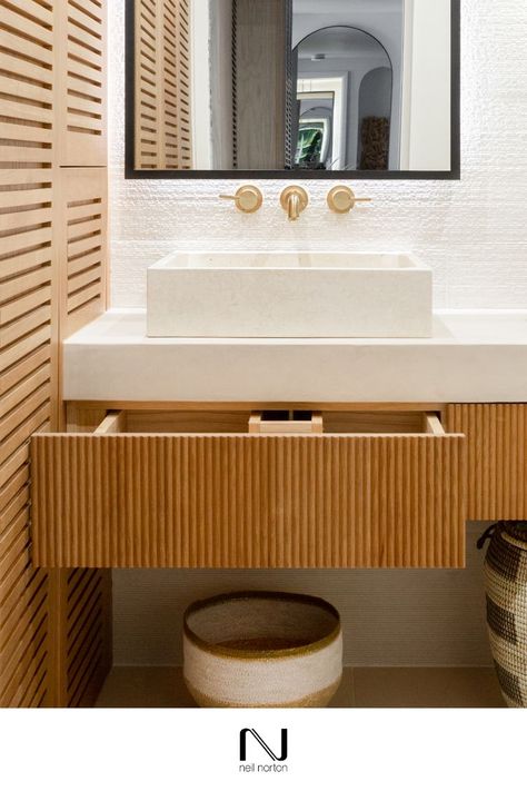 We created this bespoke bathroom unit which is discreetly complex. The drawers were made to fit around the sink pipes without taking up too much space. The bespoke bathroom cupboards are also Neil Norton Design. Cupboard Ideas, Contemporary Sink, Bathroom Unit, Bathroom Cupboards, Pantry Furniture, Vanity Display, Bespoke Bathroom, Sink Vanity Unit, Bali House