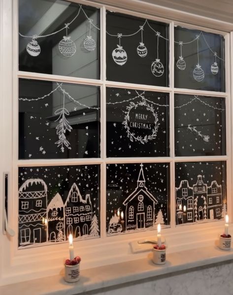 Drawing On Windows Christmas, Christmas Decorations Drawings, Christmas Window Painting, Christmas Window Display, Winter Window, Christmas Window Decorations, Christmas Themes Decorations, Christmas School, Christmas Inspo