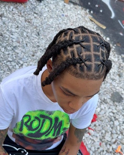 LOCEDNBYNAE💈 on Instagram: "Scalp plats for the win🔥💃 #locs #hairstylist #hair #retwist #braids #explorepage #viral #plats #neat #atlanta #dreads LINK IN BIO‼️" Dread Hairstyles Braids, Hairstyles For Men With Dreads, Men Prom Hairstyles, Braid Dreads Men, Men’s Loc Hairstyles, Rope Locs Styles, Men’s Dreads Styles, Protective Dreadlock Styles, Protective Hairstyles For Locs