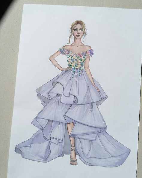 Inspired by #MarchesaFanFriday ✍❤🌼 . . . #fashion #fashionillustration #fashiondesign #fashionfeature007 #fashion4arts #fashiondrawing… Easy Paintings For Beginners, Fashion Sketching, Simple Fashion Outfits, Illustration Collage, Fashion Illustration Collage, Party Wear Dress, Fashion Illustrations Techniques, Dress Illustration, Clothing Sketches