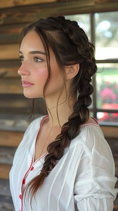 French Braid Reference, Dutch Braid Wedding Hair, Dutch Braids With Bangs, French Braid Side Of Head, Fae Clothes, One Side Braid, Braid Reference, Side Head Braid, Neat Hairstyles