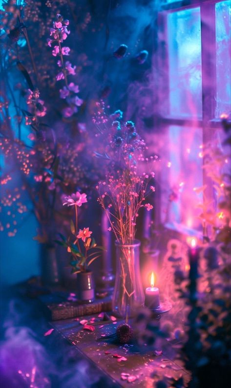 Neon Witch Aesthetic, Purple Magic Aesthetic, Imbolc Aesthetic, Imbolc Traditions, Angelic Aesthetic, Wheel Of The Year, Witchy Wallpaper, Magic Aesthetic, Witch Aesthetic