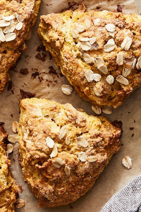 Oat Scones Recipe, Oat Scones, Scones Recipe, Fall Cooking, Candied Ginger, Nyt Cooking, Scone Recipe, Canned Pumpkin, Quick Bread