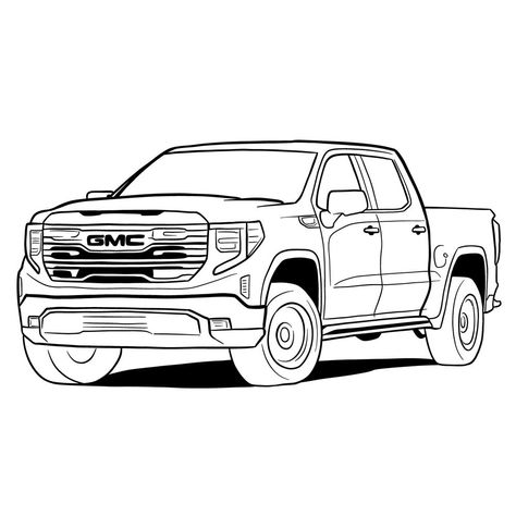 How to draw GMC Sierra 2020 Gmc Truck Drawing, Trucks Drawing, Canyon Truck, Gmc Denali Truck, Truck Drawings, Pen Vector, Denali Truck, Truck Drawing, Truck Tattoo