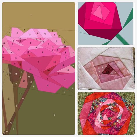 free rose paper piecing patterns | All about patchwork and quilting Paper Piecing Patterns Free, Foundation Paper Piecing Templates, Foundation Paper Piecing Tutorial, Paper Peicing Patterns, Free Paper Piecing Patterns, Flower Quilt Patterns, Rose Paper, Paper Pieced Quilt Patterns, Foundation Paper Piecing Patterns