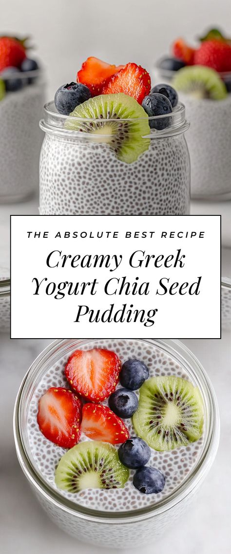 Image for Creamy Greek Yogurt Chia Seed Pudding Greek Yogurt With Chia Seeds, Greek Yogurt Chia Seeds, Yogurt Chia Seed Breakfast, Chia Seed Yogurt Parfait, Breakfast Chia Seed Pudding, Greek Yogurt Chia Seed Pudding, Greek Yogurt Cheesecake Pudding, Chia Yogurt Pudding, Chia Seed Pudding With Yogurt