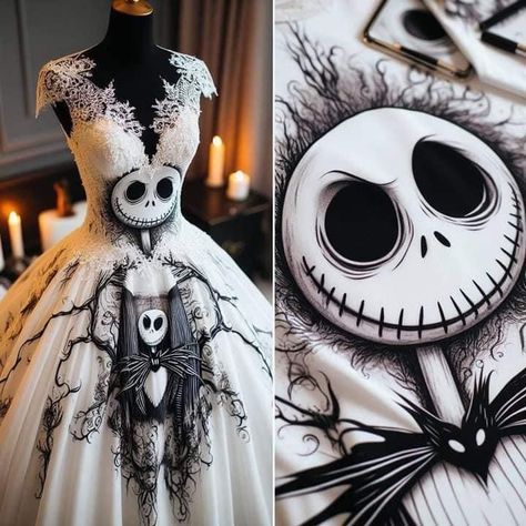 Nightmare Before Christmas Clothing, Christmas Wedding Dresses, Nightmare Before Christmas Dress, Nightmare Before Christmas Wedding, Nightmare Before Christmas Drawings, Halloween Nails Diy, Different Wedding Dresses, Nightmare Before Christmas Wallpaper, Black Wedding Gowns