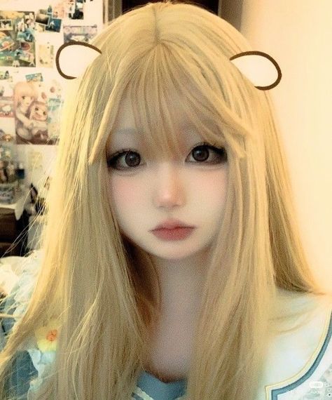 Cute Doll Makeup, Doe Eye Makeup, Mlbb Edit, J Makeup, Panda Eyes, Doll Eye Makeup, Doll Makeup, Hair Reference