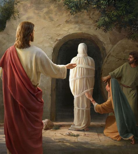 Jesus Miracles Pictures, Jesus And Lazarus, Jesus Raises Lazarus, Biblical Pictures, Jesus Healing, Raising Of Lazarus, Zine Ideas, Mary And Martha, Jesus Christ Artwork