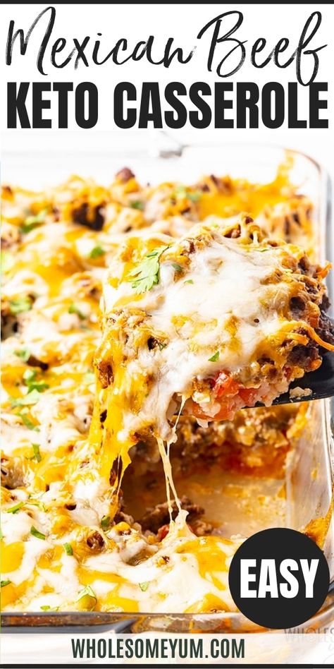 Mexican Ground Beef Casserole, Mexican Ground Beef, Ground Beef Casserole Recipes, Mexican Beef, Low Carb Mexican, Wholesome Yum, Keto Beef Recipes, Keto Casserole, Low Carb Casseroles