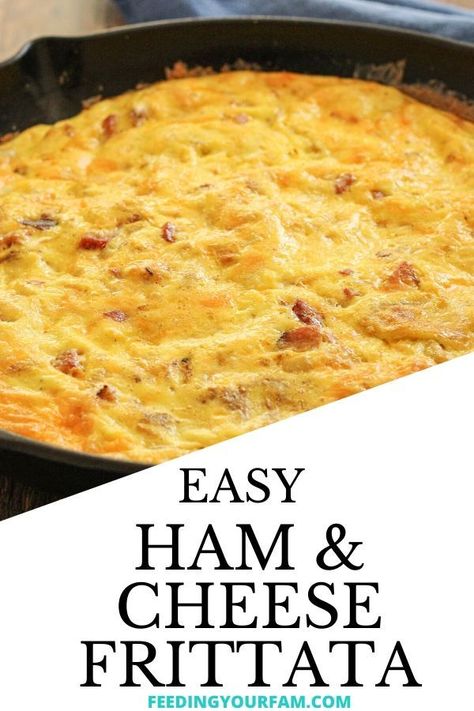 Crustless Ham And Cheese Quiche Easy, Baked Eggs With Ham, Easy Ham And Cheese Egg Bake, Best Egg Dishes For Brunch, Ham And Cheese Frittata Easy, Scrambled Eggs With Ham And Cheese, Diced Ham Breakfast Recipes, Ham And Egg Frittata, Egg Frittata Recipes Breakfast Casserole