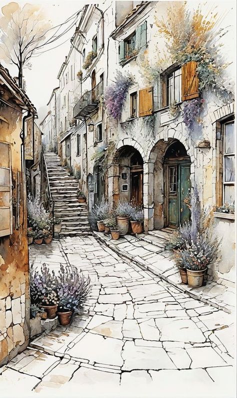 Watercolour Urban Sketch, Watercolor Architecture Sketches, Urban Sketching Watercolors, Water Coloring Art, Urban Watercolor, City Watercolor, Old Abandoned Buildings, Urban Sketches, Urban Sketch