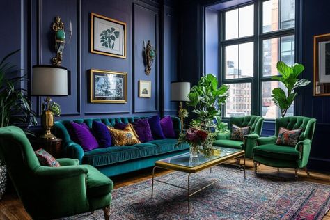 Blue Jade Valspar Living Room, Modern Jewel Tone Living Room, Behr Jewel Tone Paint Colors, Jewel Toned Office, Bright Jewel Tone Color Palette, Jewel Tone Maximalist, Dark Jewel Tone Color Palette, Jewel Tone Aesthetic, Jewel Tone Paint