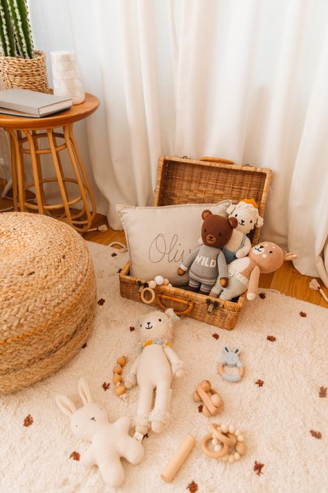 Nursery Wicker Baskets, Rattan Baby Nursery, Basket Of Books Nursery, Neutral Rattan Nursery, Decorating With Baskets, Olli Ella Changing Basket, Decorate With Baskets, Dreamy Nursery, Olli Ella