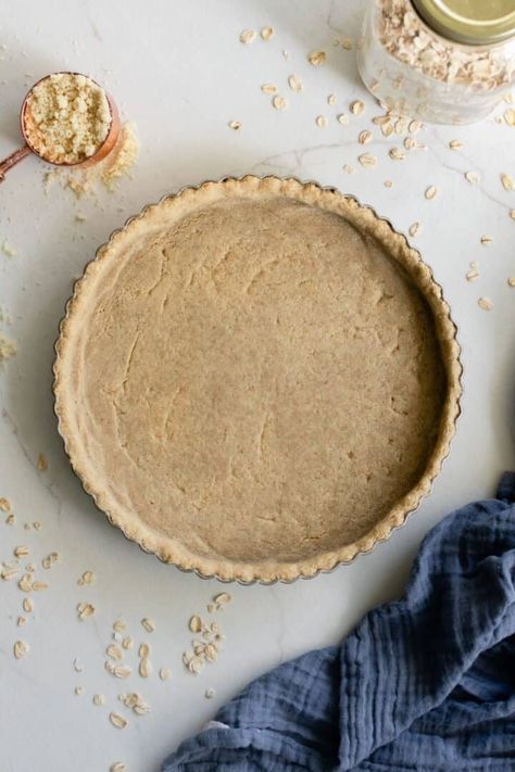 Oat Cookie Tart Crust - Life Around The Table Oat Tart Crust, Cookie Tart Crust, Cookie Tart, Tart Crust Recipe, Oat Flour Recipes, Tart Crust, Lemon Tart Recipe, Cheesecake Crust, Pumpkin Loaf