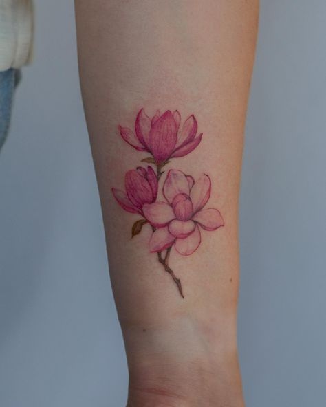 38 Lovely Magnolia Tattoo Ideas to Inspire You in 2024 Jasmine Tattoo, Ant Tattoo, Bull Skull Tattoos, Carnation Tattoo, Places To Get Tattoos, Magnolia Tattoo, Cow Tattoo, Daffodil Tattoo, Lady Bug Tattoo