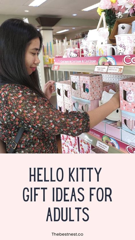 I don’t care how old I am, I’m always going to love Hello Kitty! I know I��’m not alone, either. That’s why I thought I’d put together some of my favourite Hello Kitty gifts for adults – that way you don’t need to wade through all the kiddie stuff. #cute #hellokitty #giftideas #kawaii #japan Hello Kitty Christmas Gift Basket, Hello Kitty Gifts Ideas, Hello Kitty Gift Ideas, Auction Basket, Hello Kitty Gifts, Diy Stocking Stuffers, Delicious Christmas Cookies, Diy Stockings, Cute Sanrio