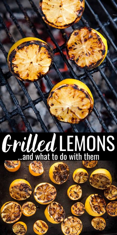 Grilled Lemons are a great way to finish a dish, or use to garnish a summer cocktail! Grilling lemons is easy and adds a sweet and bright flavor to food. Summer Dinner Recipes Grill, Grilled Lemon, Simple Syrup Recipes, Traeger Recipes, Grilled Fruit, Summer Grilling, Summer Cocktail, Syrup Recipe, Reduce Food Waste