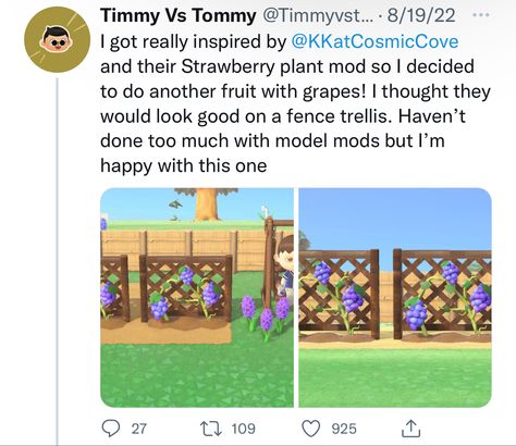 Mods Acnh, Animal Crossing Mods, Acnh Mod, Modded Acnh, Acnh Mods, Town Inspiration, Grape Plant, Animals Crossing, Animal Crossing Memes