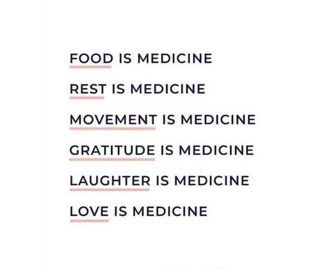 #ThinkAboutIt; ... Food, rest, movement, gratitude, laughter, & love are medicine. Remember that, and LIKE & SHARE if you agree! #PassItOn Movement Is Medicine, Medicine Quotes, Food Is Medicine, Food Medicine, Physical Health, Quote Aesthetic, Gratitude, Medicine, Health