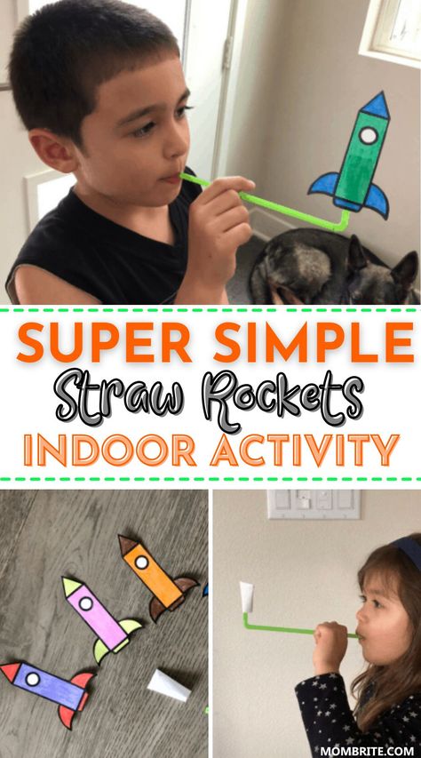 Have a bunch of active kids to entertain at home this winter? Be sure to do this super fun Straw Rockets activity! All you have to do is grab your free rocket printable and have fun with your preschooler and kindergartener at home. Flying Rocket Craft For Kids, Rocket Activities For Preschool, Rockets Preschool, Astronaut Activities For Kids, Steam For Preschool, Preschool Rocket, R Is For Rocket, Rocket Activity, Astronaut Activities