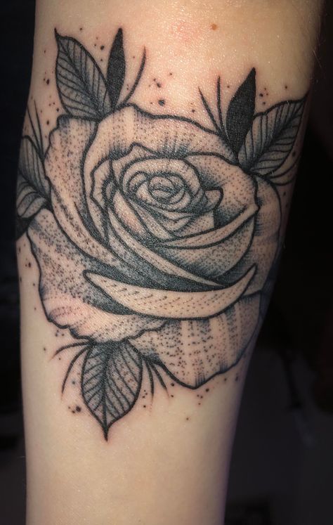 Stipple Rose Tattoo, 360 Tattoo, Small Earthy Tattoos, Longview Washington, Celestial Symbols, Earthy Tattoos, Leaf Silhouette, Stippling, Best Tattoo