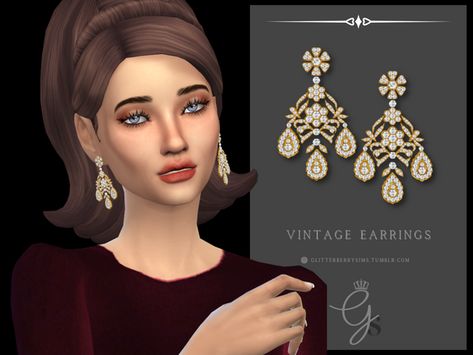 Sims 4 Custom Content Patreon, Vintage Jewlery, Sims 4 Update, Sims 4 Collections, Jeweled Earrings, Sims 4 Game, Circle Diamond, Sims 4 Cc Finds, Ts4 Cc