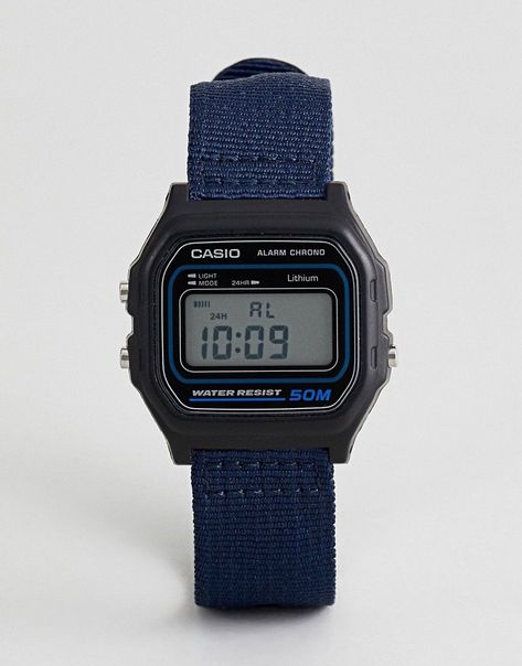 Casio W-59B-2AVEF Digital Canvas Watch In Nav Casio Digital Watch, Fiat X19, Casio Digital, Casio Watches, Casio Classic, Affordable Watches, Retro Watches, Simple Fits, Edc Gear