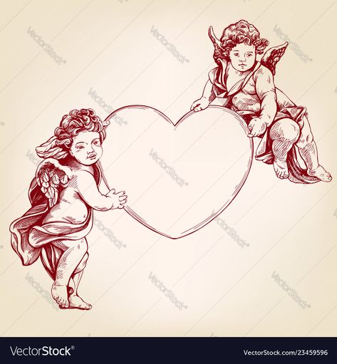 Cupid Sketch, Cupid Illustration, Realistic Sketch, Hand Drawn Vector Illustrations, Graffiti Style Art, Hand Drawn Vector, Hand Of Cards, Graffiti Styles, Vector Images