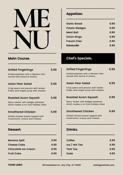 In N Out Menu, Menu Design Ideas Templates, Menu Design Layout, Simple Cafe, Menu Design Inspiration, Cafe Menu Design, Coffee Shop Menu, Menu Simple, Menue Design