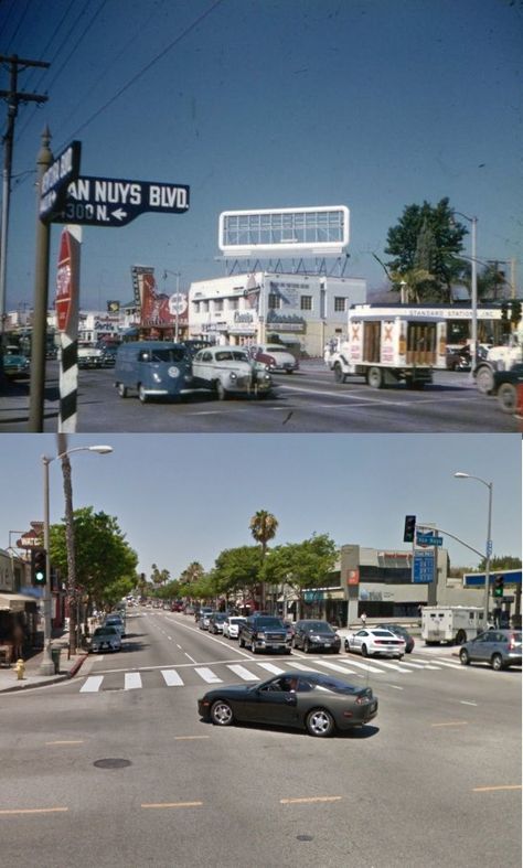 Then & Now: Ventura Blvd & Van Nuys Blvd. - Sherman Oaks 1950s and 2016 Sherman Oaks California, Van Nuys California, Ca History, California Summer, Fresno California, California History, San Fernando Valley, Van Nuys, Sherman Oaks