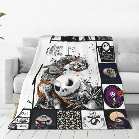 Halloween Nightmare Christmas Blanket Plush Soft Flannel Throw Blankets for Bedroom Sofa Living Room Nightmare Before Christmas Blanket, Jack Y Sally, Vintage Cartoons, Christmas Throw Blanket, Halloween Blanket, Christmas Blankets, The Nightmare Before Christmas, Vintage Cartoon, Warm Blankets